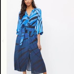 Anthropologie Conditions apply blue zebra ombré midi dress Womens Size 10